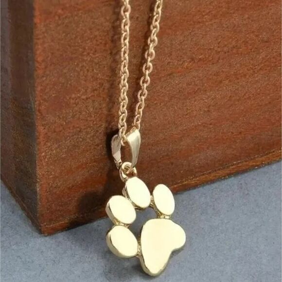 Chic Stainless Steel Paw Print Necklace Gold Plated or Silver Plated - Picture 3 of 6